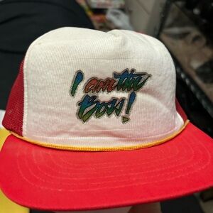 Vintage Women’s Sassy “I Am The Boss” Hat Red/White Seagull Grand Condition